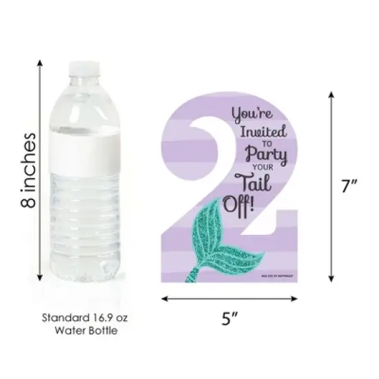 Big Dot of Happiness 2nd Birthday Let's Be Mermaids - Shaped Fill-in Invitations - Second Birthday Party Invitation Cards with Envelopes - Set of 12 image {3}