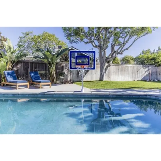 GoSports Deck-Mounted Splash Hoop ELITE Adjustable Height Inground Pool Basketball Game with Regulation Rim image {4}