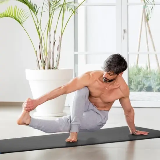 Gulches oga mat, one inch thickened high-density practice mat, tear-resistant practice yoga mat with straps, suitable for all kinds of yoga practice image {4}
