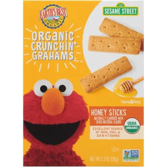 Earth's Best Organic Crunchin' Grahams Honey Sticks Baby Snacks Sesame Street - 5.3oz image {3}