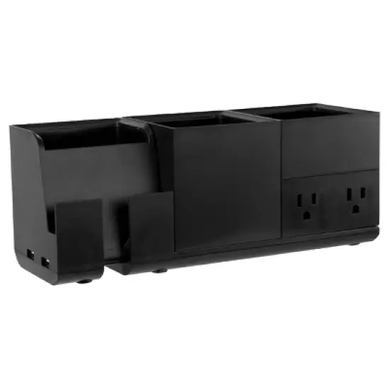 4pc Office Konnect Stackable Desk Organizer & Power Station Black - Bostitch: Charging Station, Office Supplies, USB Holder image {1}