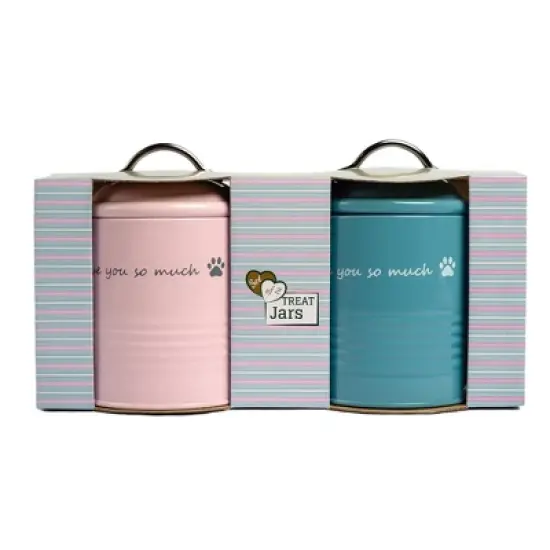 American Pet Supplies I Love You So Much Dog Treat Canister Gift Set (Pink and Blue) image {1}