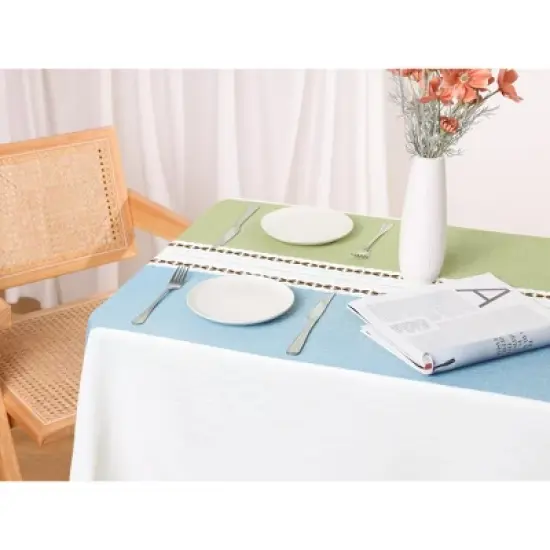 Unique Bargains Rustic Cotton Linen Waterproof Dinner Party Christmas Table Cover 2 Packs image {4}