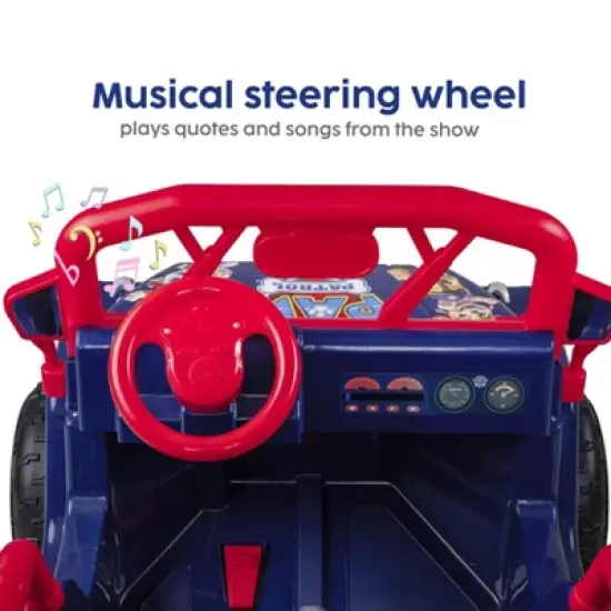 Paw Patrol 12V Kids Electric Ride-On Car, 2-Seater with Music, Sounds, Durable Wheels, Dual Seat Belts, Forward & Reverse Drive image {1}