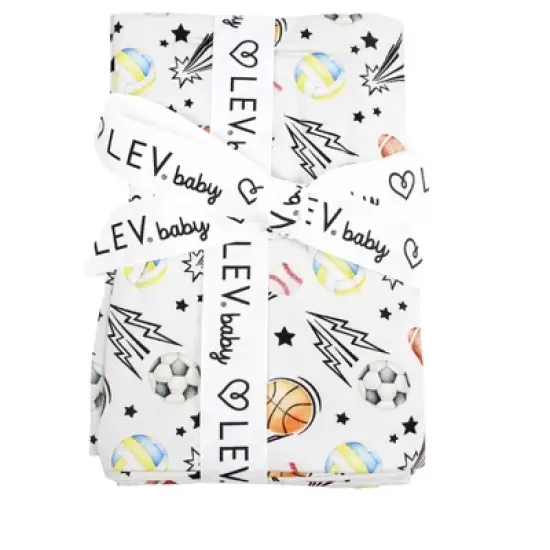 Lev Baby Buttery Soft Viscose from Bamboo Swaddle Blanket &ndash; All Sport Print Gray &ndash; 44x44 inches image {2}