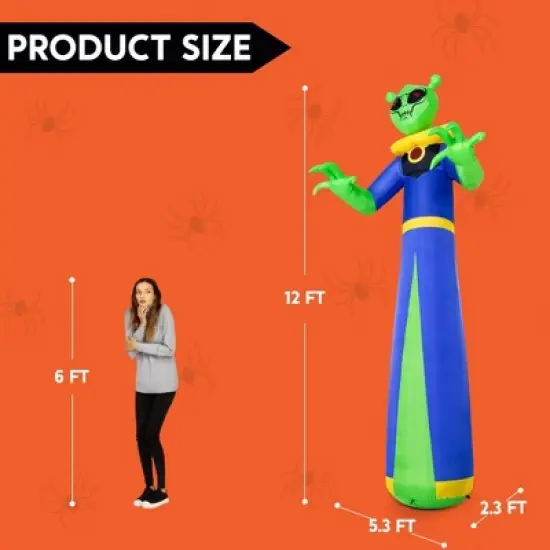 Joyfy 12 FT Giant Halloween Inflatable Outdoor Decoration, Alien Wizard Ghosts with LEDs for Halloween Indoor Outdoor Yard Lawn Garden Decoration image {5}