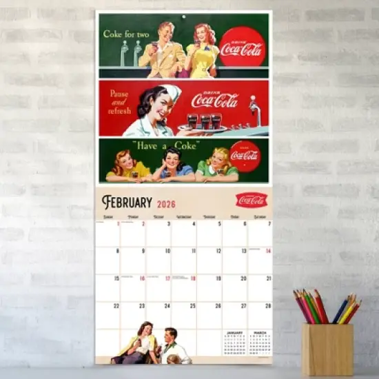 TF Publishing 13.5"x14.5" 2026 Coke Vintage Nostalgia Wall Calendar image {2}