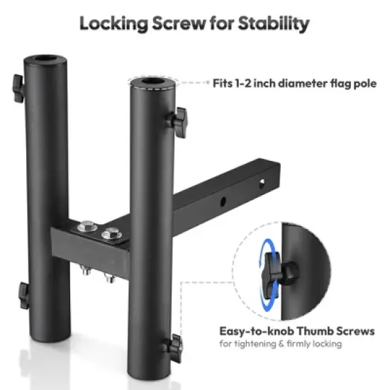 Yescom 1 9/16" Hitch Mount Dual Flag Pole Holder Bracket for Truck Car Trailer SUV RV Jeep image {4}