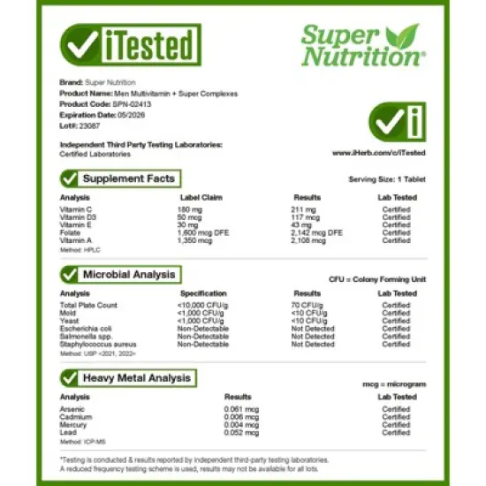 Super Nutrition SimplyOne&reg;, Men&rsquo;s Multivitamin + Super Complexes with Vitamin C + Super Adaptogen Complex, 90 Tablets image {3}