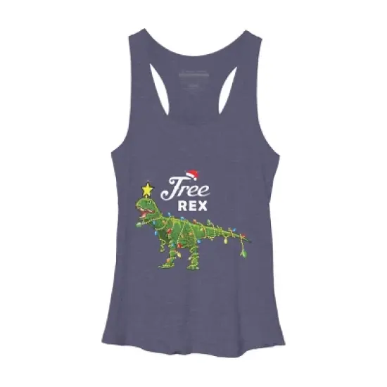 Women's Design By Humans Dinosaur Christmas Tree Rex Christmas Gift By amitsurti Racerback Tank Top image {4}