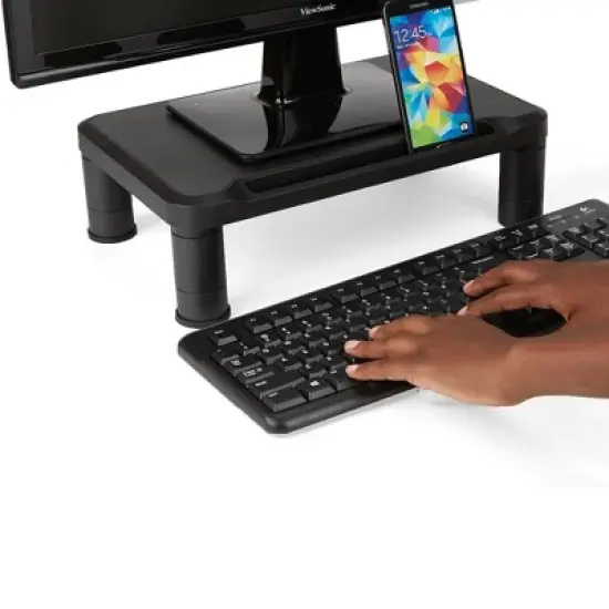 Mind Reader 2pk Small Plastic Monitor Stands Black image {2}