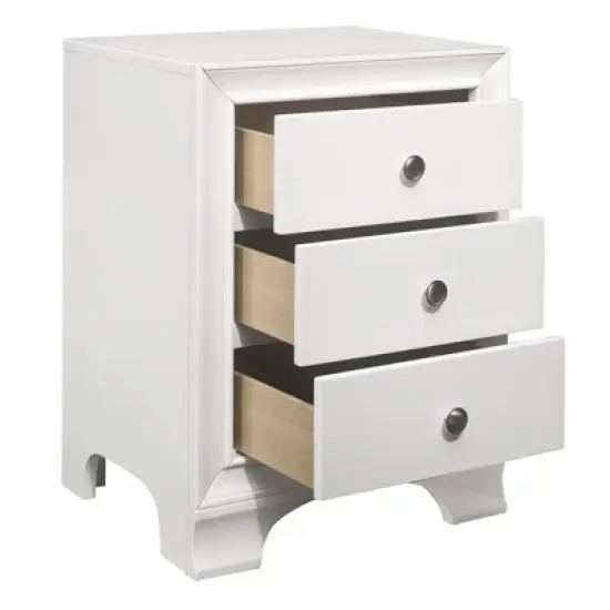 Centralia 3-Drawers Transitional Wood Nightstand in White - Lexicon image {3}