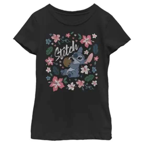 Girl's Lilo & Stitch Flowers and a Coconut T-Shirt image {3}