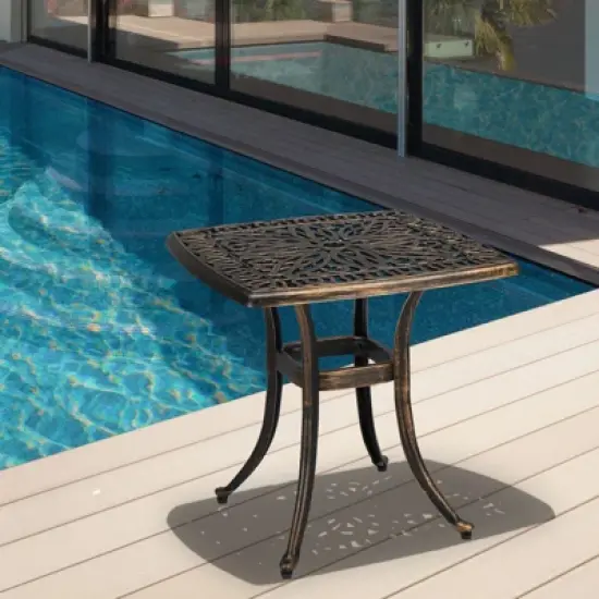 Karl Home |Square Metal Outdoor Side Table image {6}