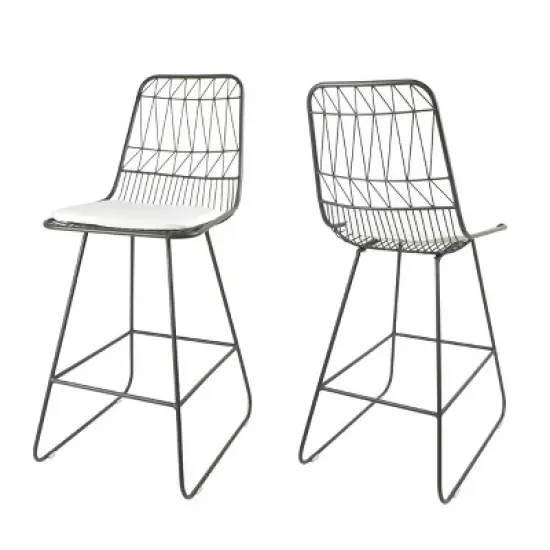 Set of 2 Walcott Modern Iron Counter Height Barstools - Christopher Knight Home image {5}