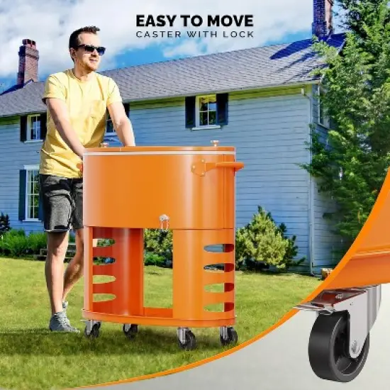VINGLI Patio Cooler, 70 qt. Rolling Ice Chest on Wheels, Party Bar Drink Cooler Cart with Bottle Opener and Ice Scoop image {4}