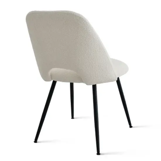 Set of 2 Edwin 21.6" Wider Seat Faux Shearling Dining Chair With Black Metal Legs -The Pop Maison image {7}