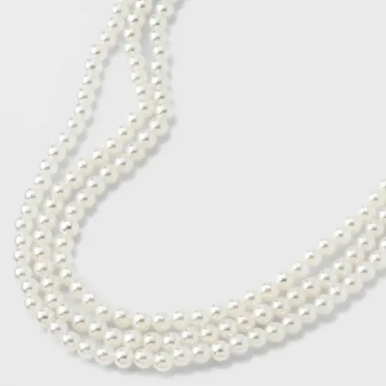 Pearl Multi-Strand Necklace Set 3pc - A New Day&trade; White image {4}