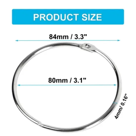 Unique Bargains Loose Leaf Metal Binder Keychain Hinge Book Ring Ideal 3.3 Inches 12 Pcs image {5}