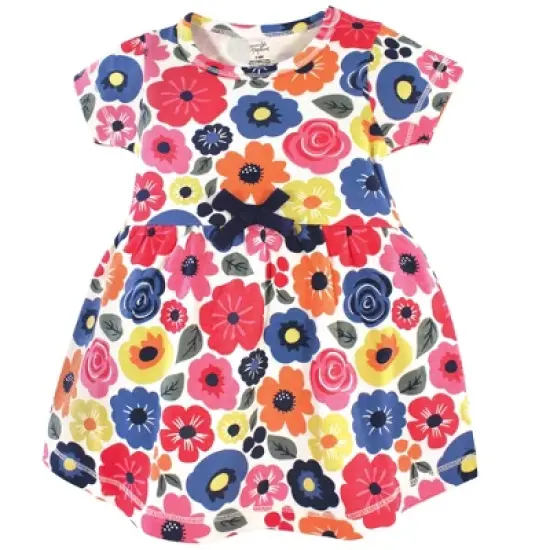 Touched by Nature Baby and Toddler Girl Organic Cotton Dress and Cardigan 2pc Set, Bright Flower image {3}