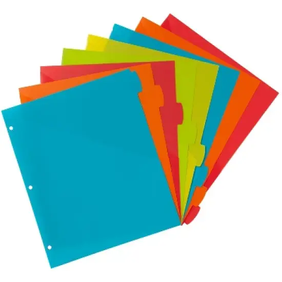 Avery 8ct Write & Erase Pocket Tab Plastic Divider Set: Multicolor Filing Accessories for Binders image {2}