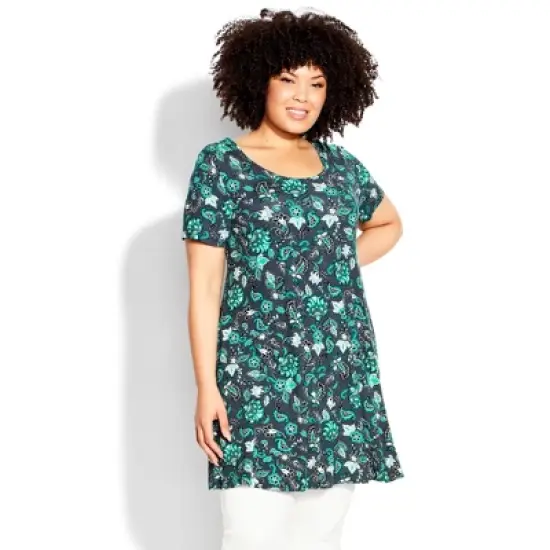 Women's Plus Size Love Swing Print Tunic  - Jacobean Navy | EVANS image {5}