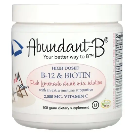 Sufficient-C Abundant-B High-Dose Methyl B-12 and Biotin Pink Lemonade Energy Drink Mix Solution - Flavor w/Function in Each Refreshing sip! image {4}