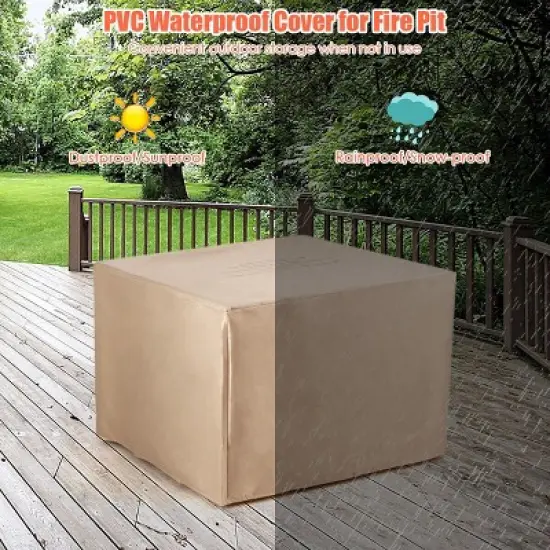 Tangkula 6 PCS Patio Wicker Furniture Set With 30" Gas Fire Pit Table 50,000 BTU Black/Red/Turquoise/Navy/White  Cushions image {6}