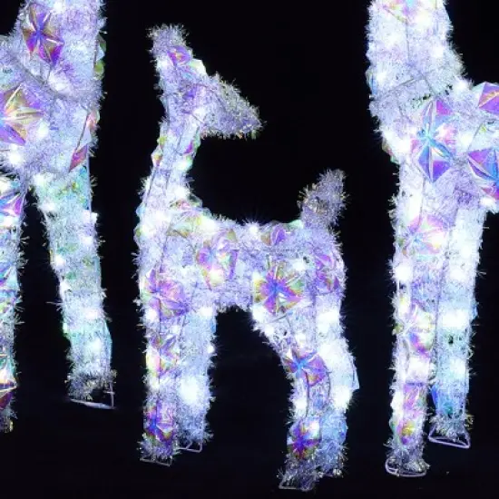 LuxenHome 3-Piece Multi-Color Snowflake Deer Family Outdoor Holiday Decoration with 340 Lights White, Multi image {2}