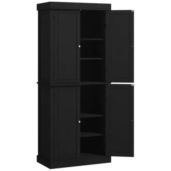 HOMCOM 72" Traditional Freestanding Kitchen Pantry Cupboard with 2 Cabinet, and Adjustable Shelves image {3}