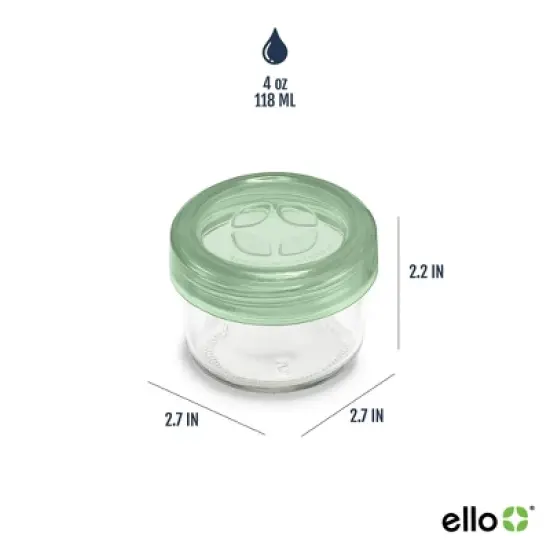 Ello 6pc Glass Condiment Color Lock Food Storage Container Set: Microwave & Oven Safe, Multicolored Lids image {4}