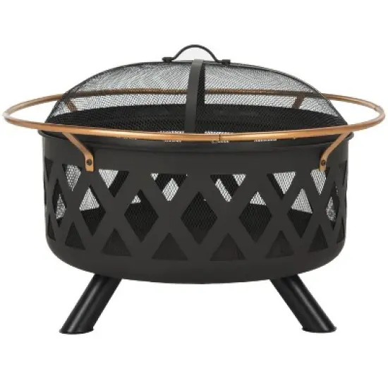Bryce Round Outdoor Fire Pit - PIT2003 - Copper/Black - Safavieh image {6}