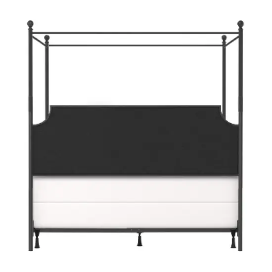 Mcarthur Metal and Upholstered Canopy Bed Matte Black/Gray Fabric - Hillsdale Furniture image {6}