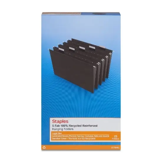 MyOfficeInnovations Recycled Reinforced Hanging File Folders 5-Tab Lgl Std Gn 25/BX 726595 image {5}