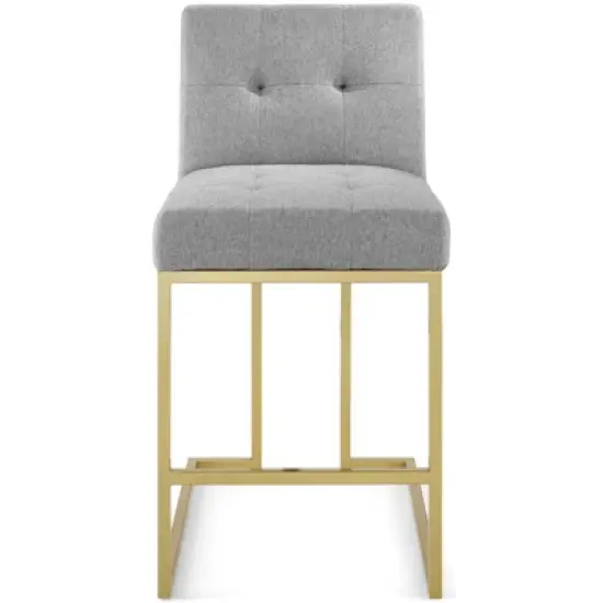 Privy Stainless Steel Upholstered Fabric Counter Height Barstool Gold - Modway image {10}