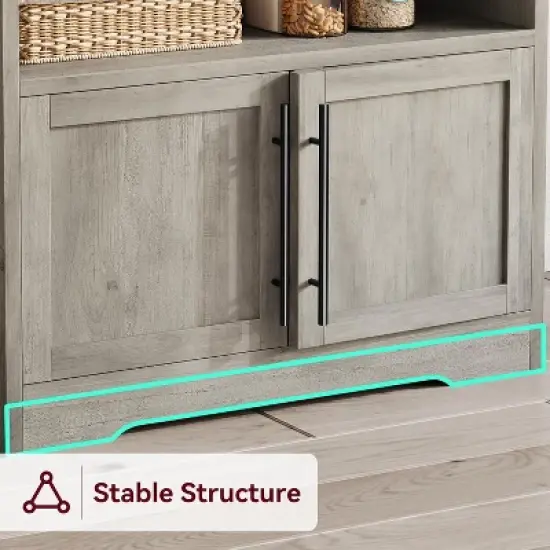 Acekool Bakers Rack with Storage Cabinet, Power Outlets, Thick Tabletop, Kitchen Pantry Hutch, 62.99" image {3}