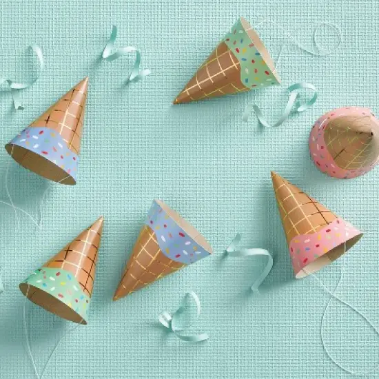 10ct 5" Ice Cream Party Hats - Spritz&trade; image {1}