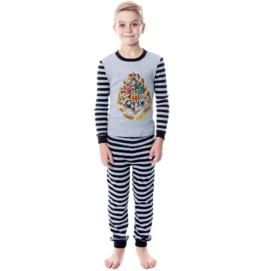 Harry Potter Boys' Hogwarts Crest Wizarding World Sleep Pajama Set Grey image {4}