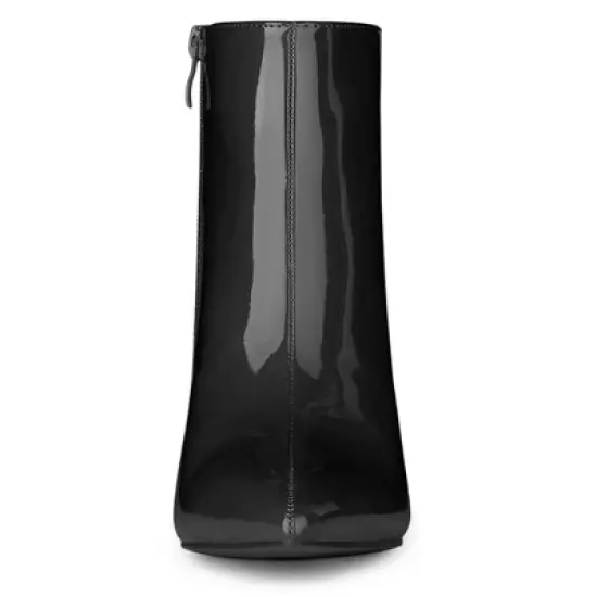 Allegra K Women's Clear Heel Pointy Toe Chunky Heels Ankle Boots image {2}