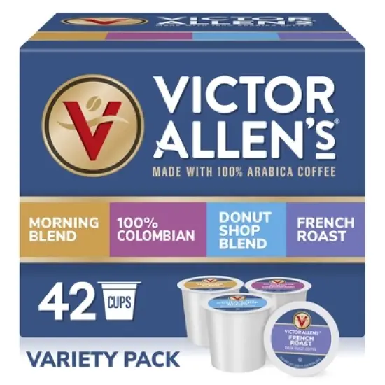 Victor Allen's Coffee Variety Pack (Morning Blend, 100% Colombian, Donut Shop, French), 42 Count, Single Serve Coffee Pods for Keurig K-Cup Brewers image {6}
