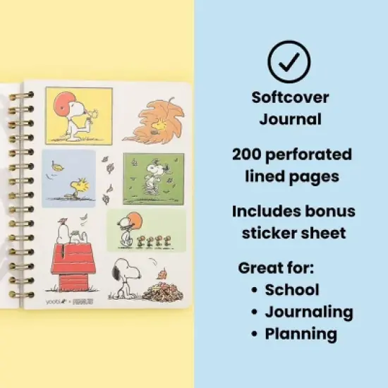 Yoobi Peanuts 6"x8" Spiral Journal with Elastic Band Woodstock Leaf image {1}