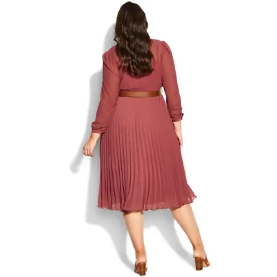 Women's Plus Size Precious Pleat Dress - rosy | CITY CHIC image {1}