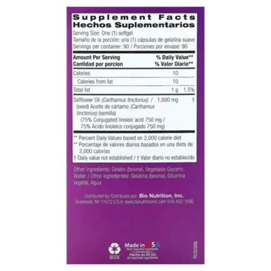 Bio Nutrition Inc Safflower Oil 90 Sgel2 image {1}