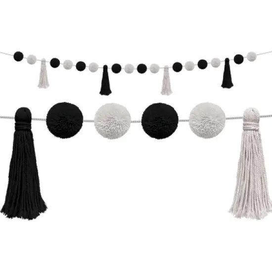 Teacher Created Resources&reg; Black and White Pom-Poms and Tassels Garland image {2}