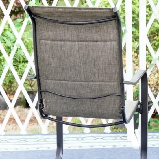 7pc Patio Set with Steel Table with 1.57" Umbrella Hole & Padded Sling C-Spring Arm Chairs - Captiva Designs image {15}