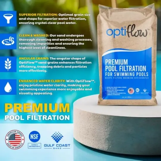 OptiFlow Premium Pool Filtration Angular Sand with Pure Silica Formula image {1}