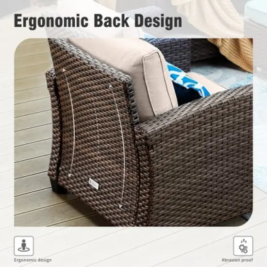 Captiva Designs 7pc Outdoor Patio Wicker Conversation Set with 4Cushioned Single Sofas for Garden Poolside Backyard image {3}