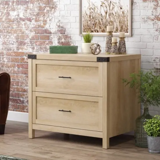 2 Drawer Bridge Acre Rustic Farmhouse Lateral File Cabinet Orchard Oak - Sauder image {1}