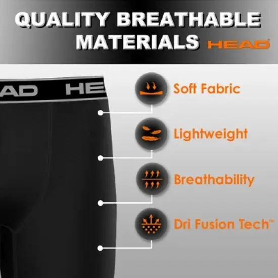 Head 6 Pack Men's Athletic Boxer Briefs Breathable Stretch No Fly Tagless Underwear image {2}