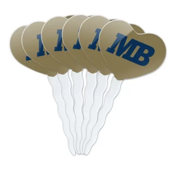 California State University Monterey Bay Secondary Logo Heart Love Cupcake Picks Toppers Decoration Set of 6 image {7}